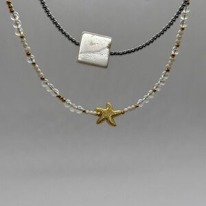 Gold and Silver Starfish Necklace Set